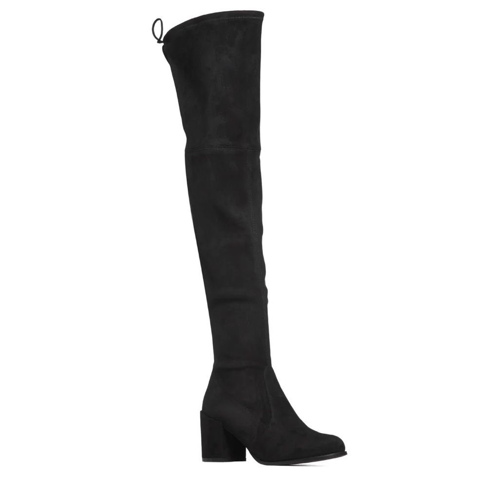 Stuart Weitzman Tieland Over-the-Knee Suede Boots Black Block Heel Size 37 - Picture 8 of 13